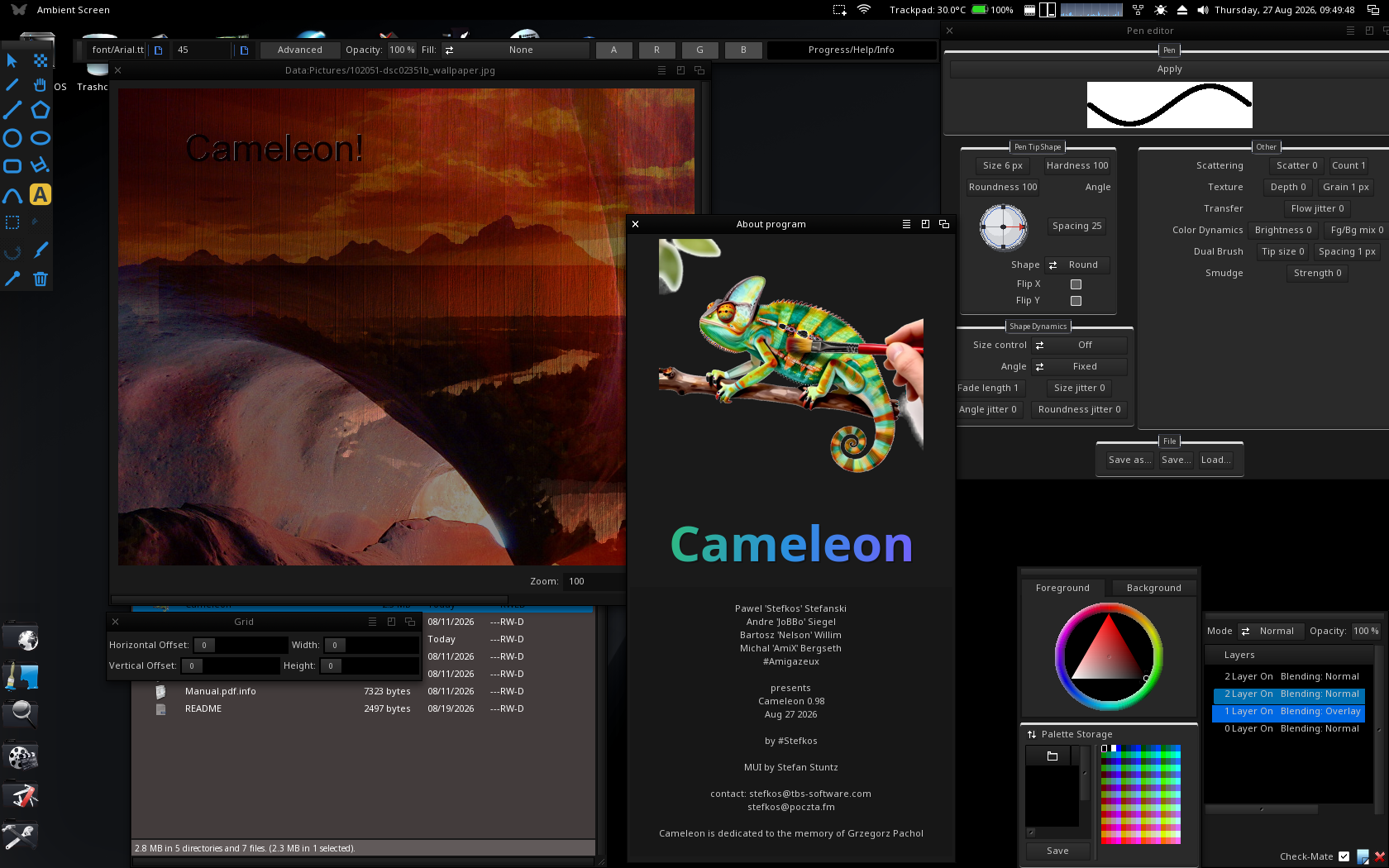 Text, layer blending and the About window