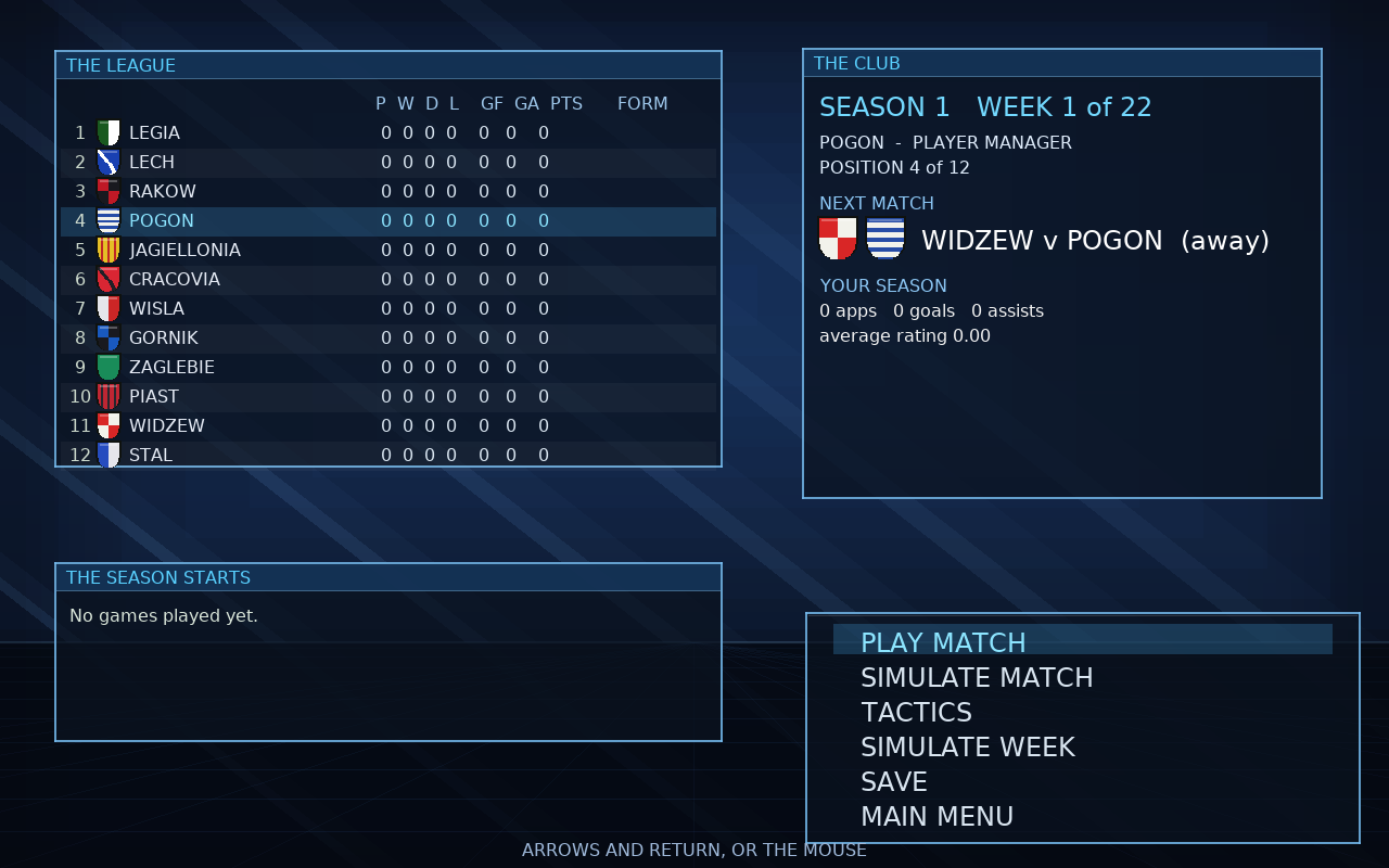 The career hub: league table with form, last week's results, next match