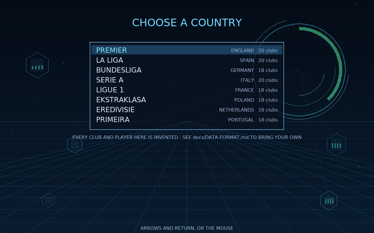 Choosing which country to manage in