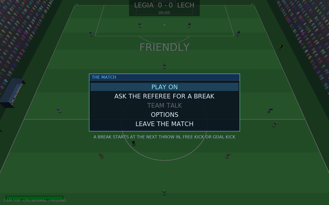 The escape menu during a match