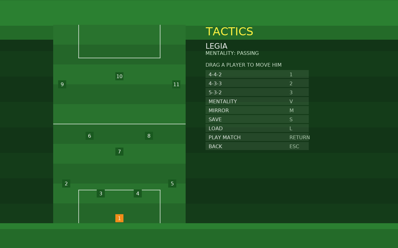 The tactics board: drag the formation about