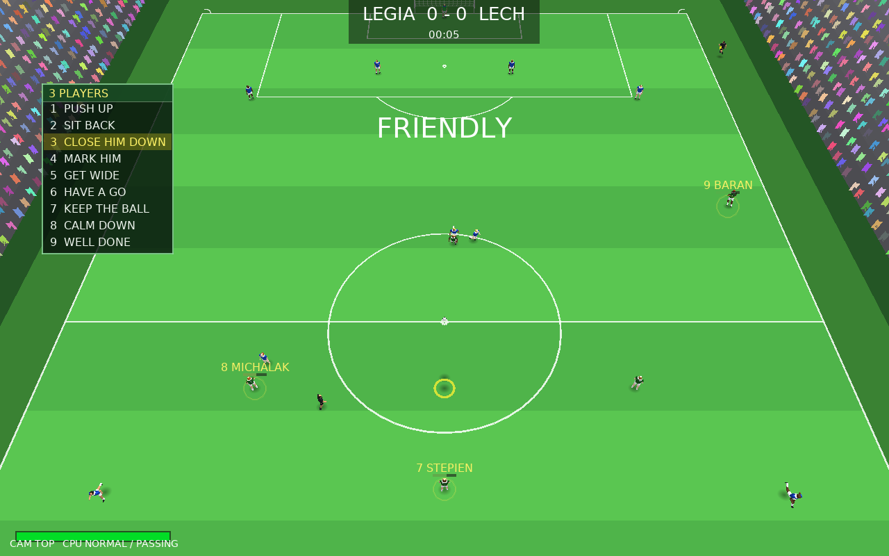 Three players picked out with the lasso and the order menu open