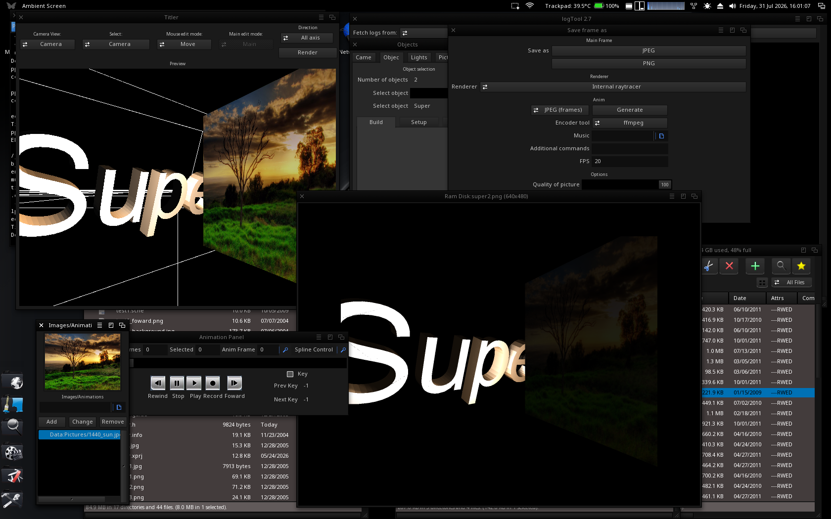 OpenGL preview next to the ray-traced result